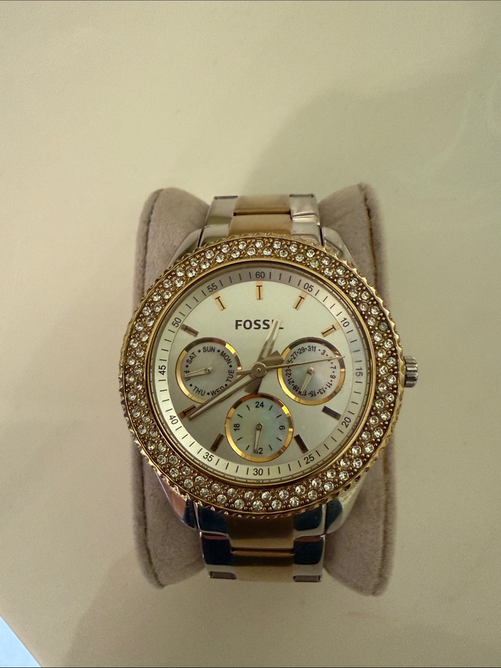 Fossil Two-Tone Gold and Silver Crystal Accent Women's Watch
